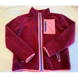 Sherpa Zip Up Jacket in purple and mauve (soulcycle)